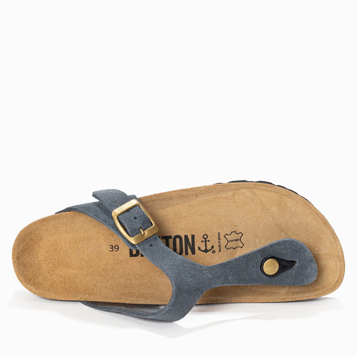Tongs en cuir suédé MERCURE gris, BAYTON