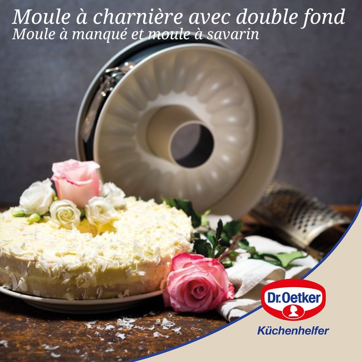 Moule à manqué et à savarin double fond Back-Trend gris,blanc, DR OETKER