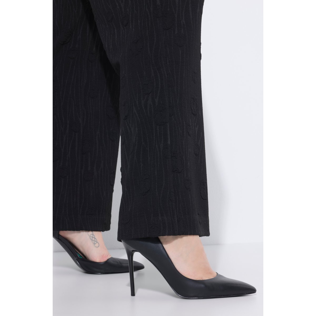 Pantalon en jersey Jacquard noir, ULLA POPKEN