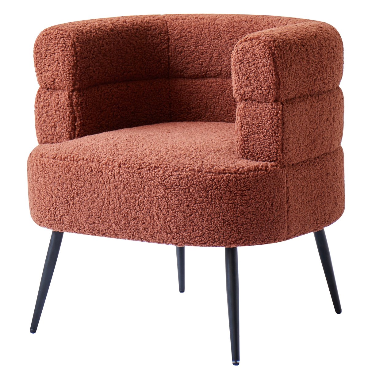 Fauteuil de salon métal et bouclette, KORGEN terracotta et noir, NORDLYS