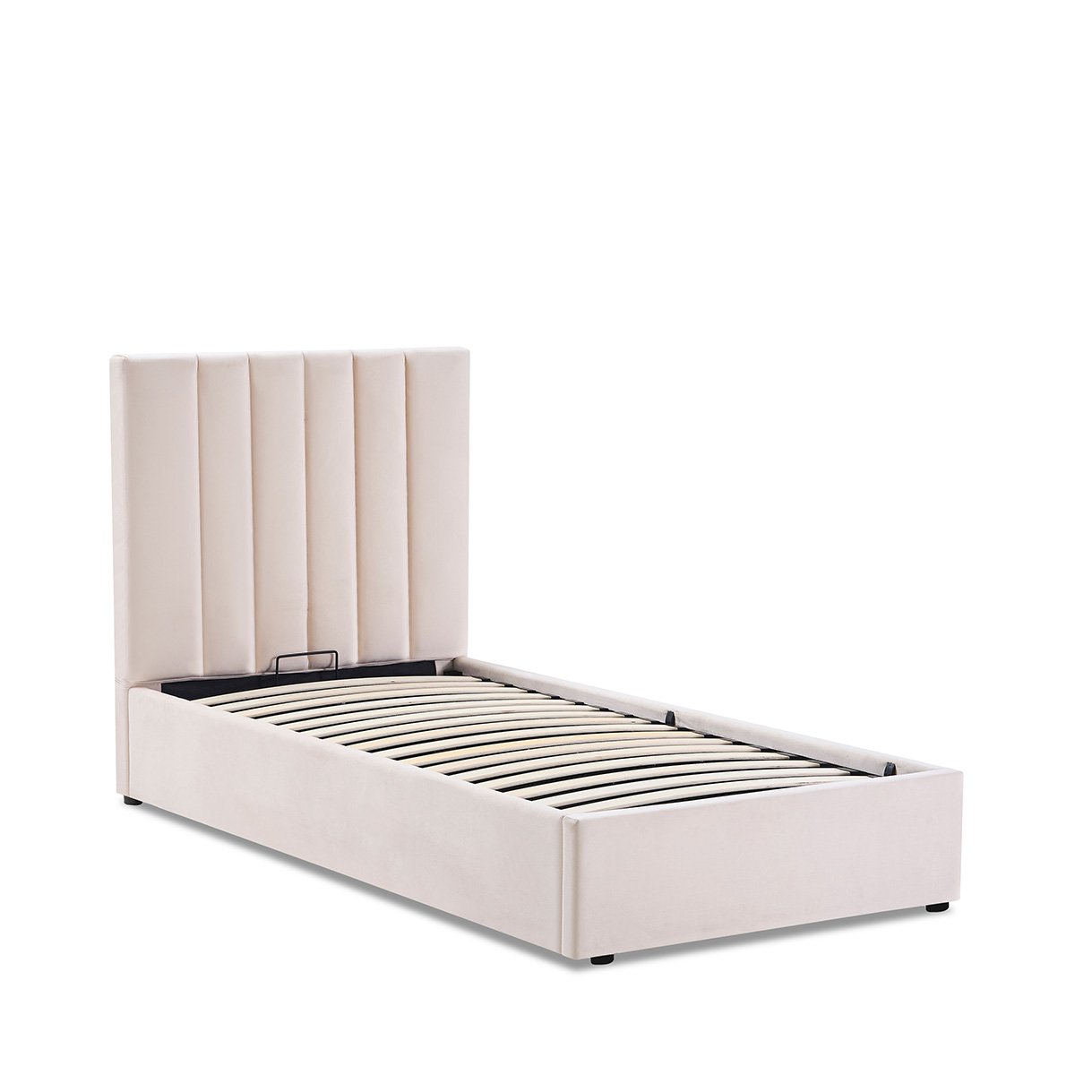 Lit coffre - Velours beige - GIULIA beige, MAISON AUBERTIN