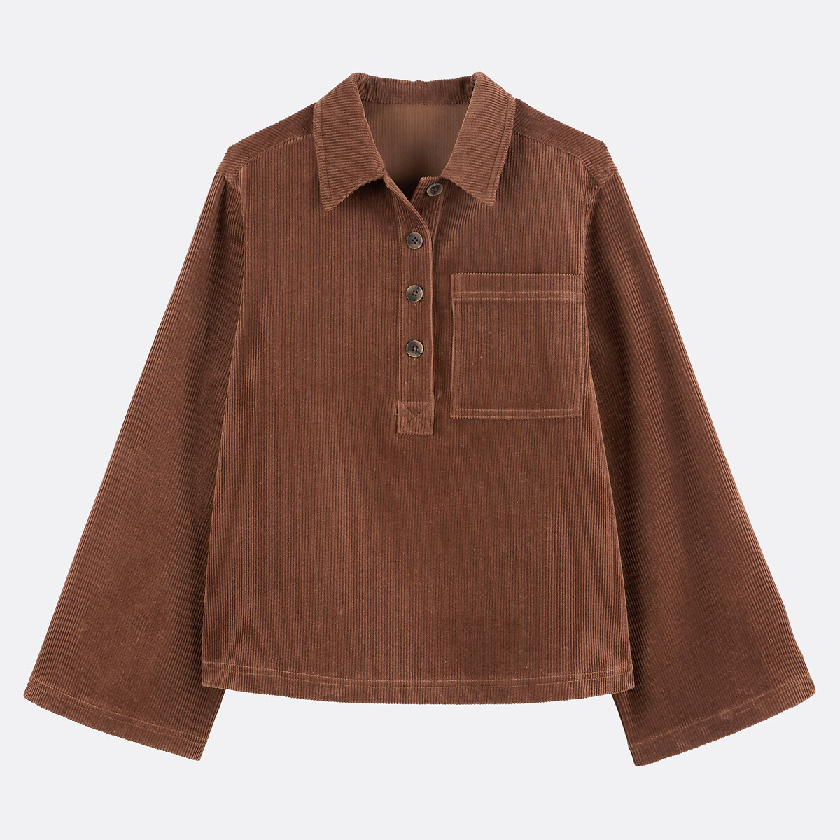Blouse vareuse, en velours côtelé marron, LA REDOUTE COLLECTIONS