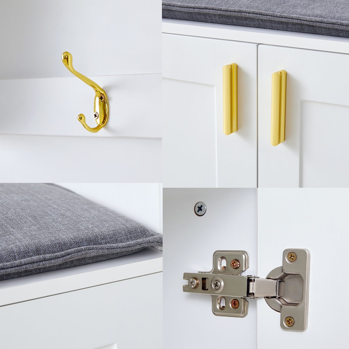 Vestiaire d'entrée avec banc et rangement, PORTER-F blanc, MEUBLES COSY