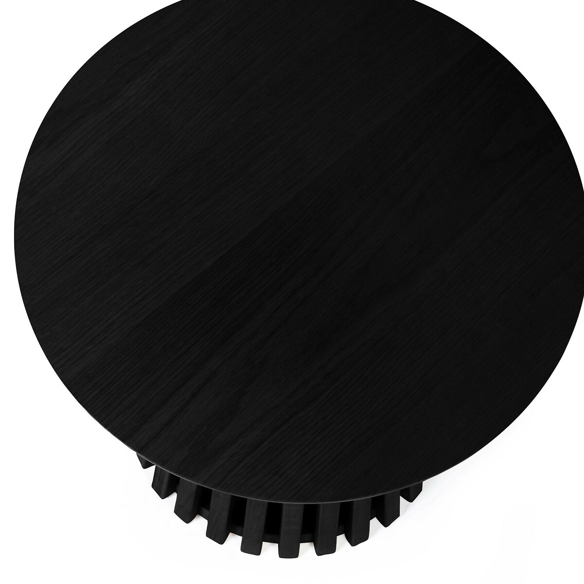 Osric Round Oak Slatted Side Table black, SO'HOME