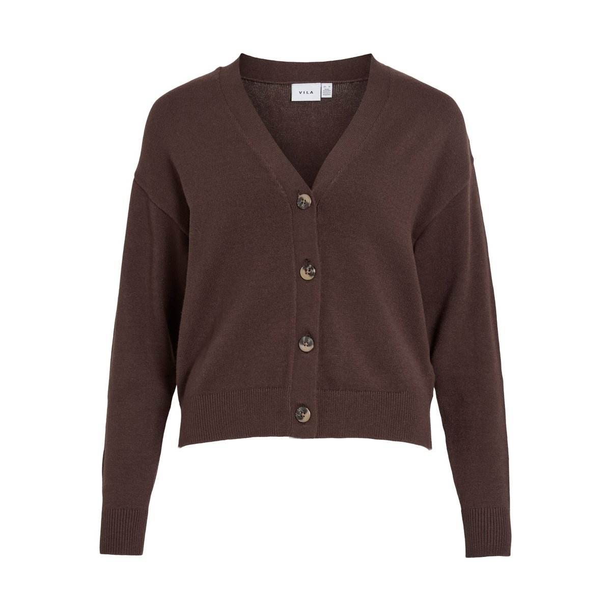 Gilet boutonné col V coffee bean, VILA