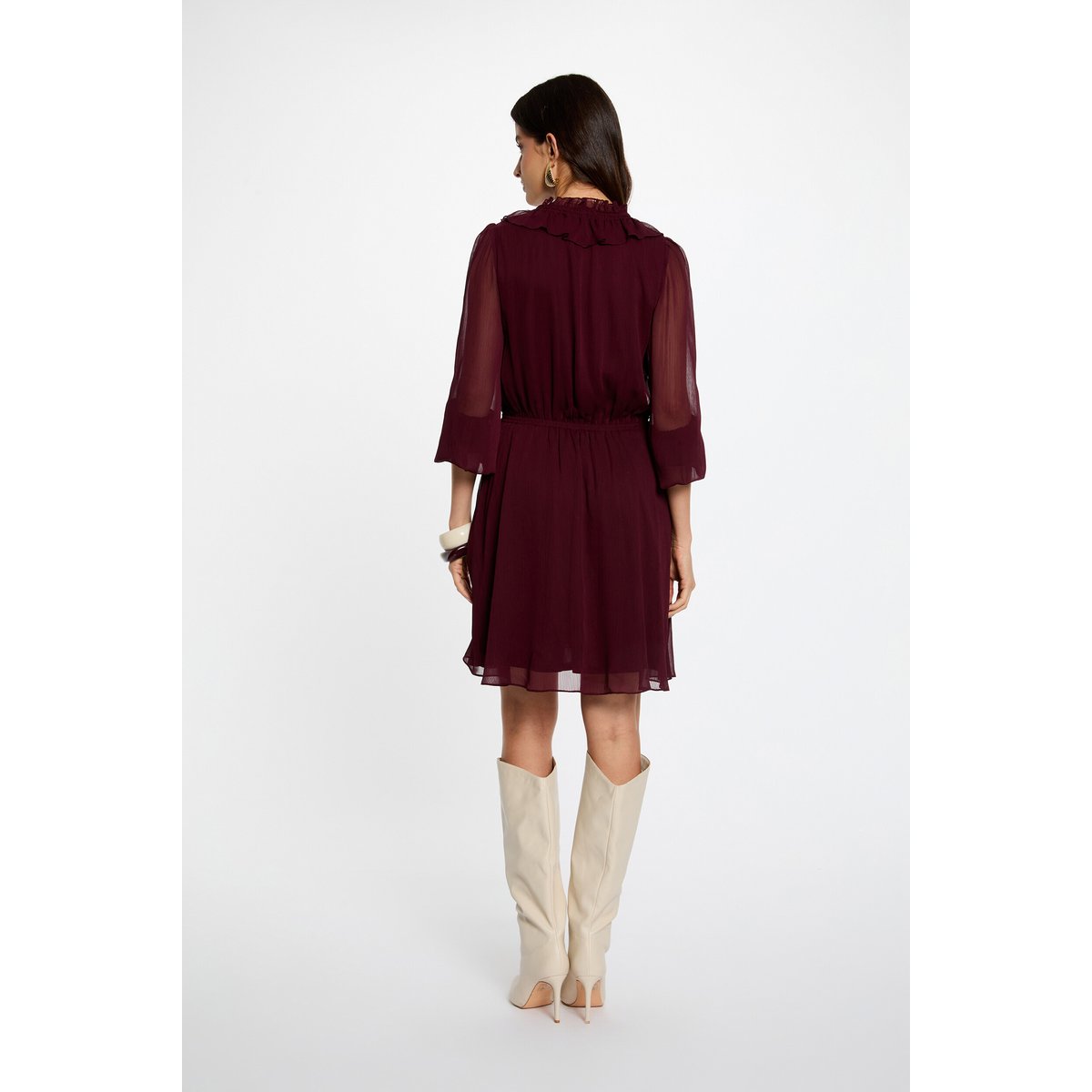 Robe courte ajustée prune, MORGAN