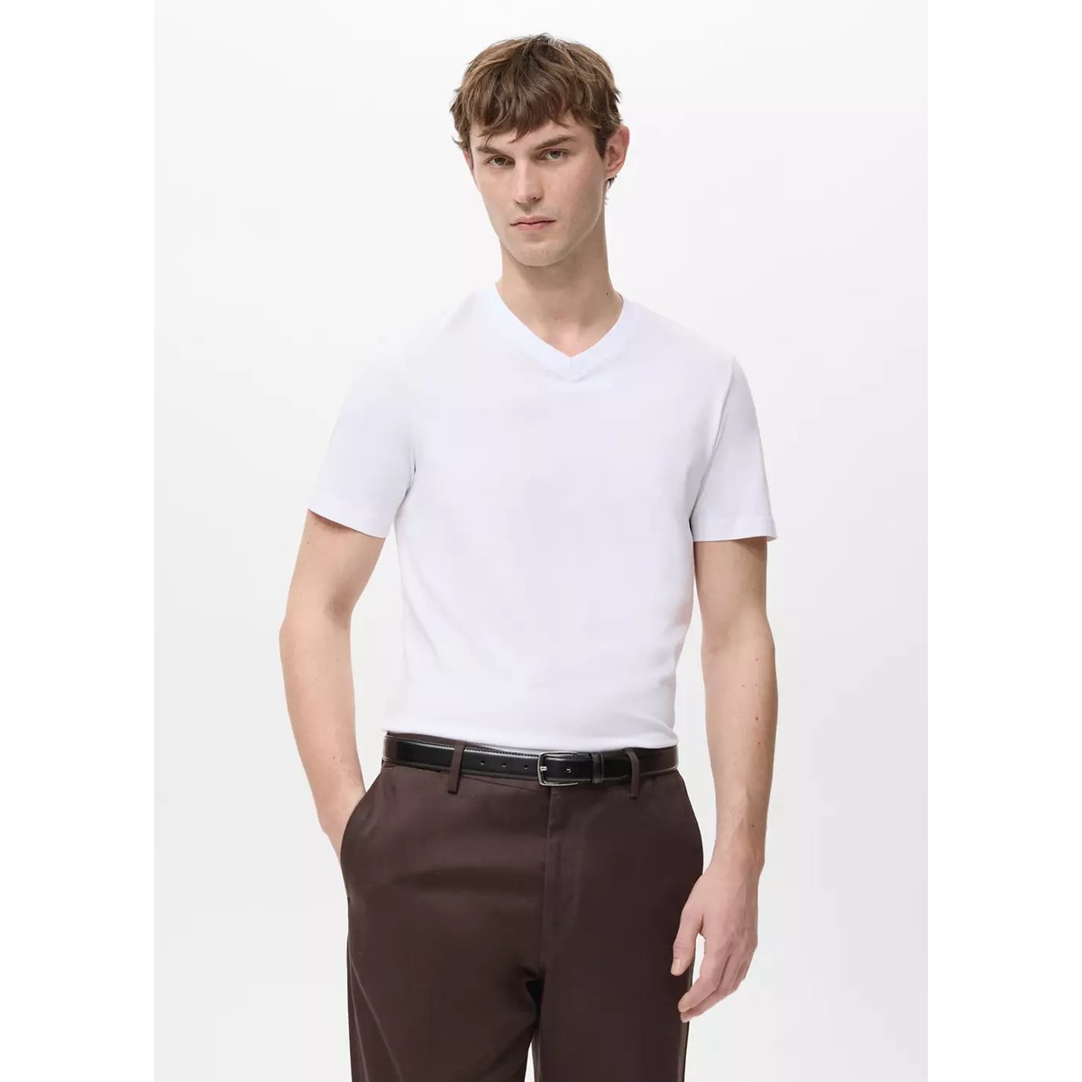 T-shirt slim fit 180 g/m² blanc, MANGO MAN