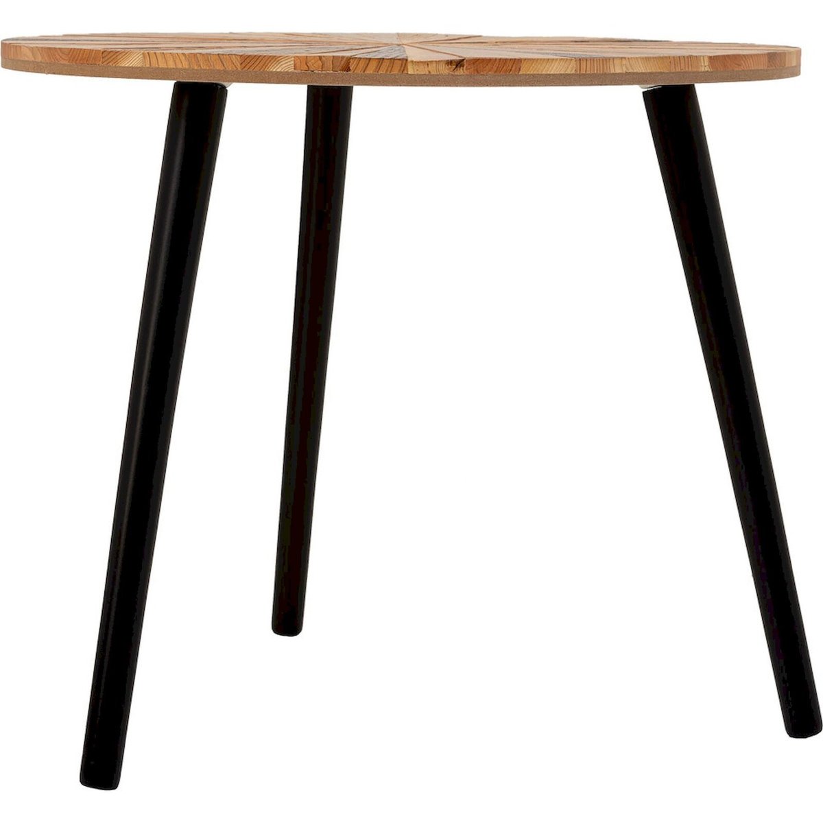Table d'appoint ronde en métal et bois bois naturel et pieds noirs, RECOLLECTION