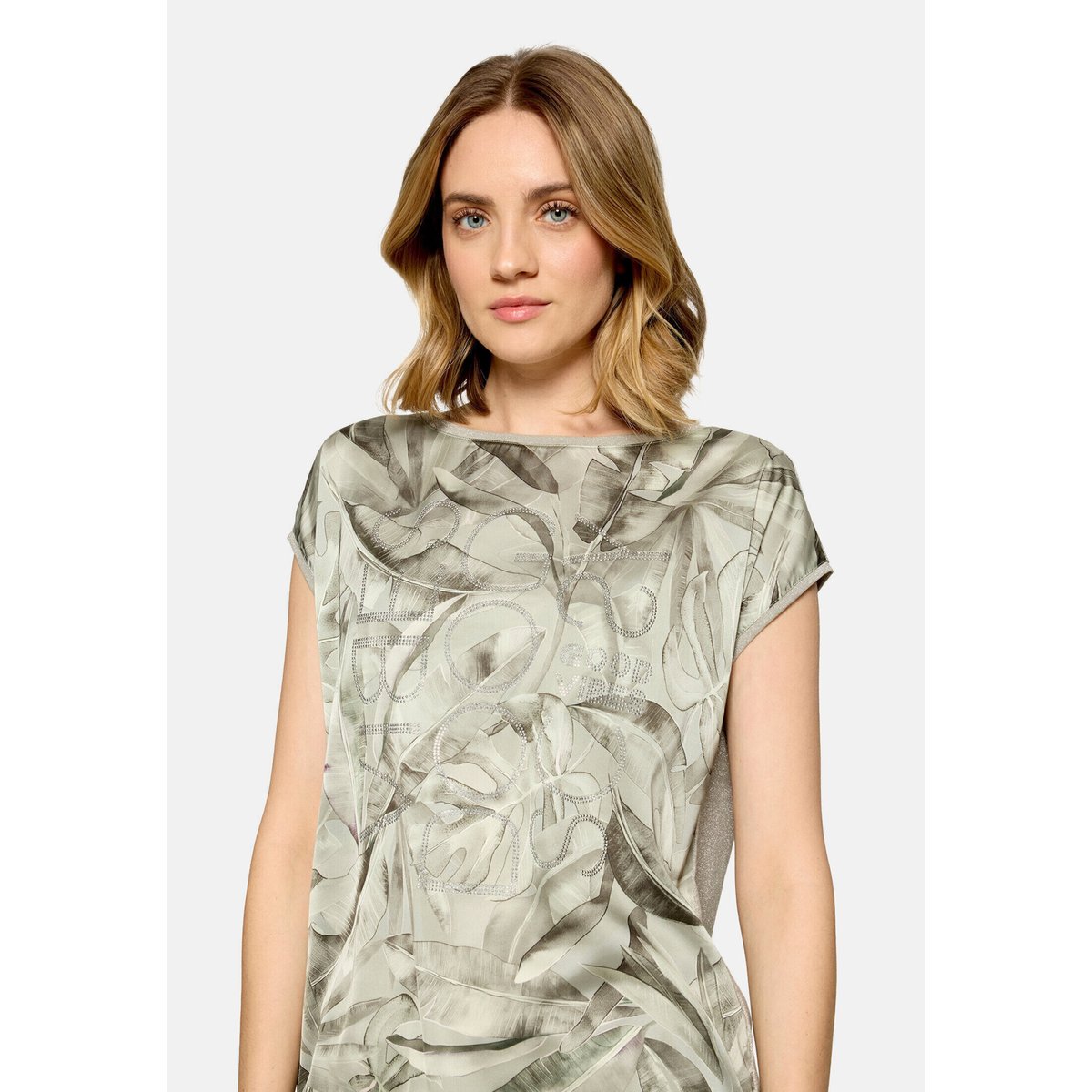T-shirt façon blouse à impression kaki/kaki, BETTY BARCLAY
