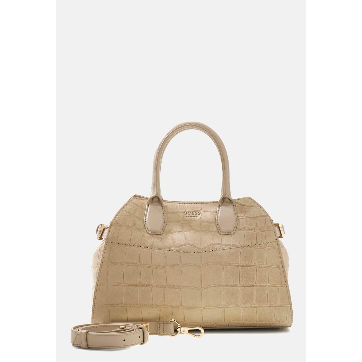 Liza Mini Sacoche En Cuir Véritable beige, GUESS