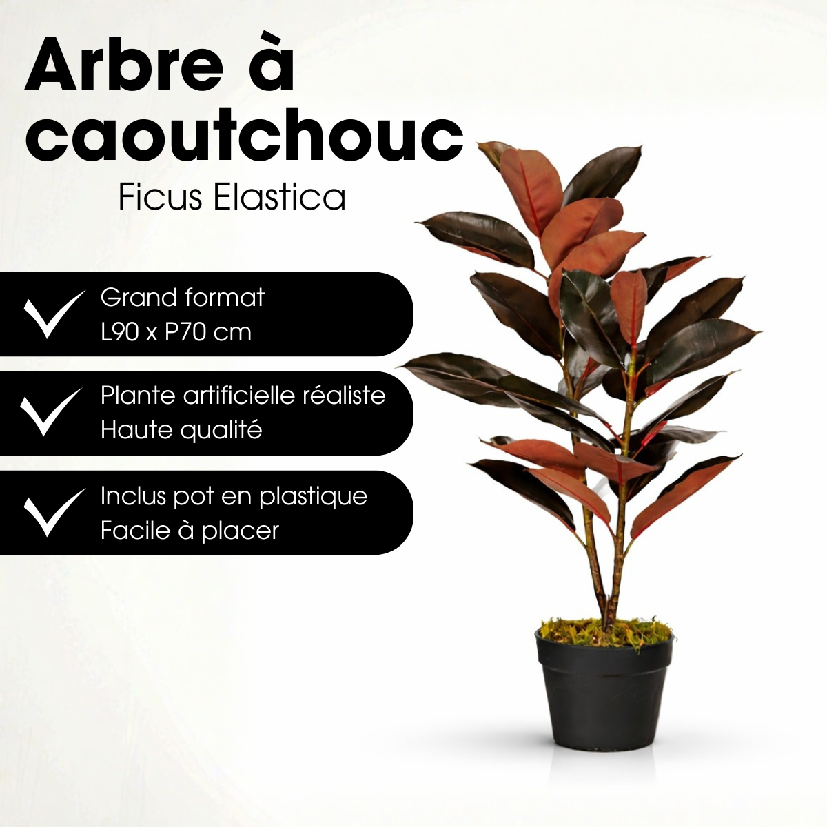 Plante artificielle RUBBERPLANT rouge, MICA DECORATIONS