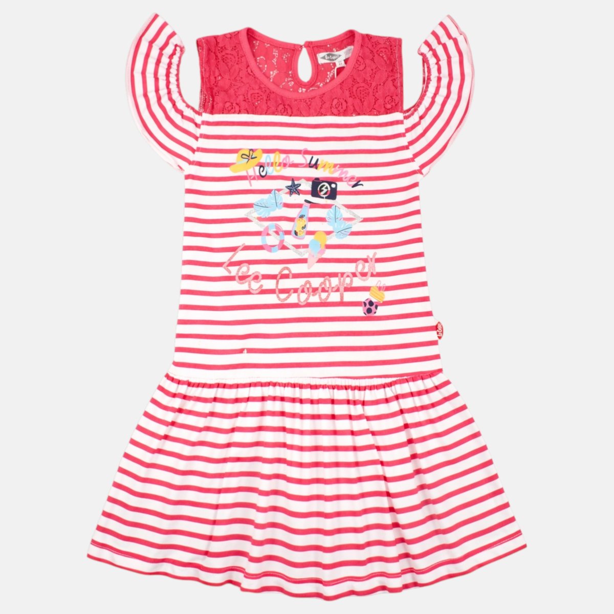 Robe rayée à épaules dénudées imprimée, coupe décontractée, col rond et sans manches ST MALO rose, LEE COOPER