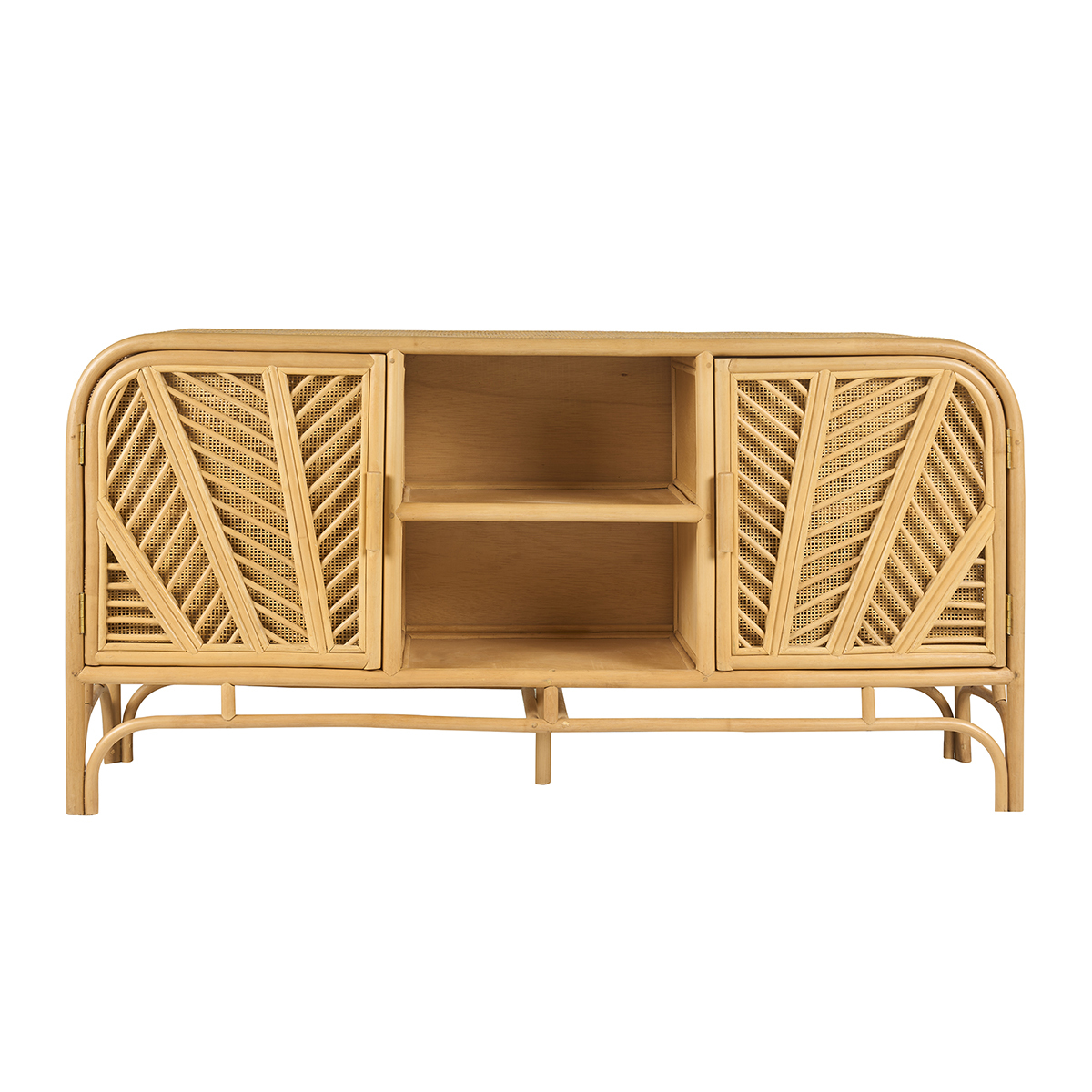 Buffet vintage en rotin 2 portes L150 cm GALON marron clair, MILIBOO