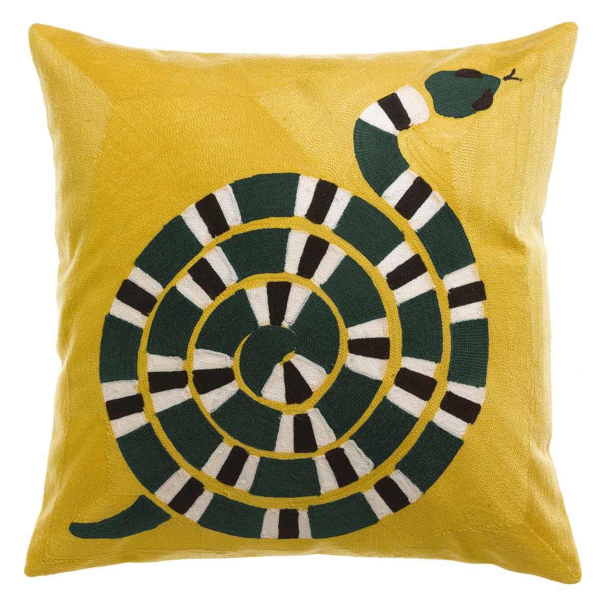 Coussin brodé Yoka mangue, VIVARAISE
