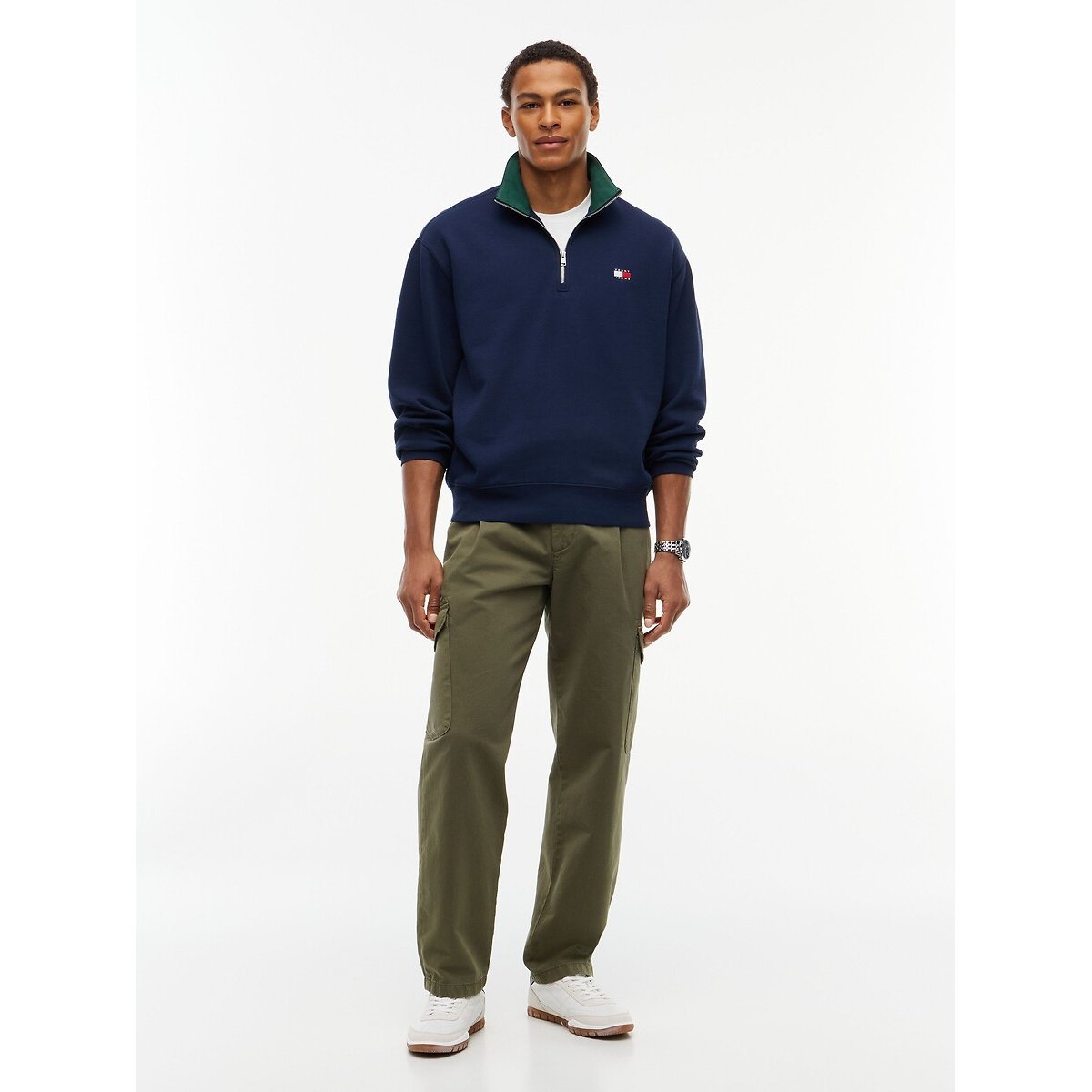 Sweat demi-zippé, coupe relaxed marine, TOMMY JEANS