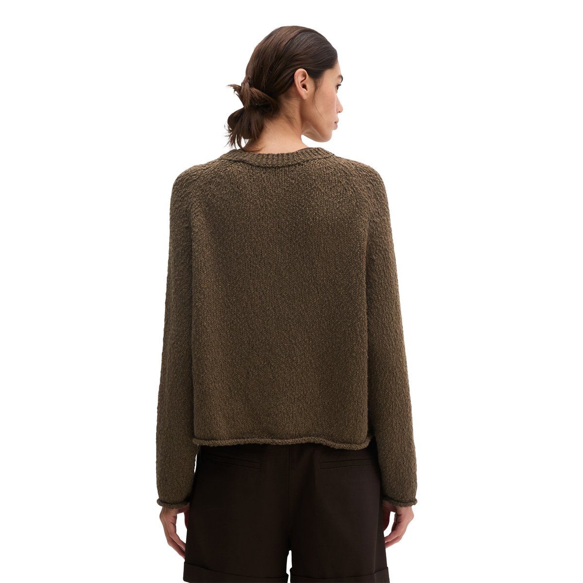 Cardigan surdimensionné en fil Heavy Cotton Slub marron fonce, MARC O'POLO