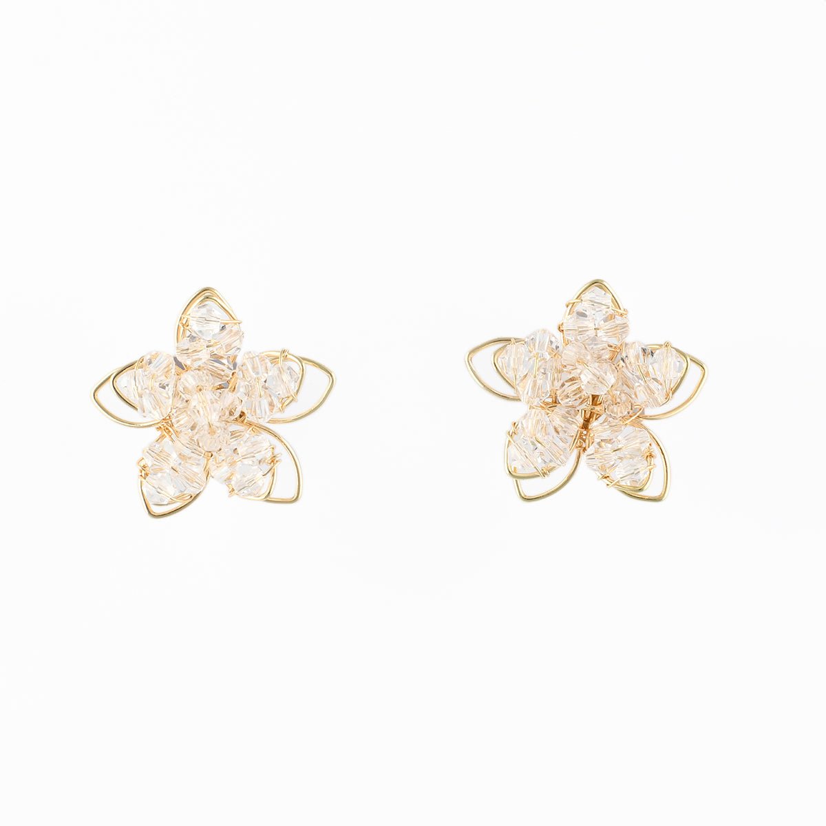 Boucles d'oreilles fleur perles facettées doré, BALABOOSTE