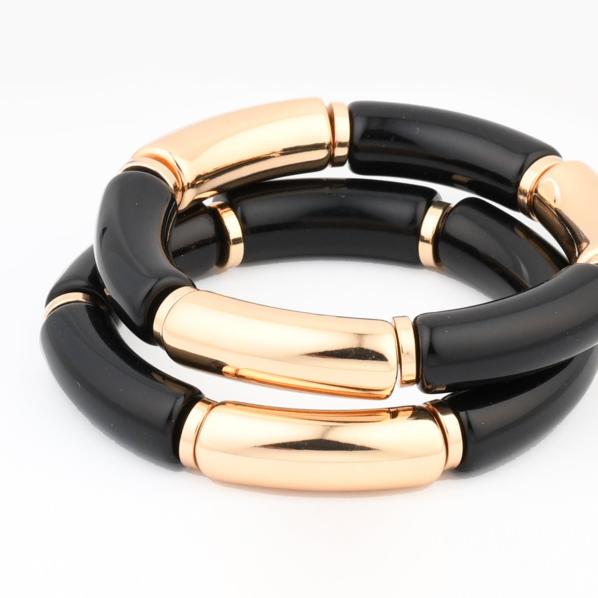 Set de 2 bracelets tubes noirs et dorés noir, BALABOOSTE