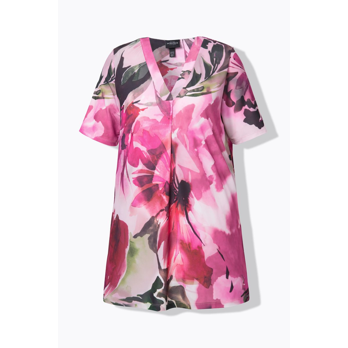 T-shirt long en tissu fluide noir, ULLA POPKEN