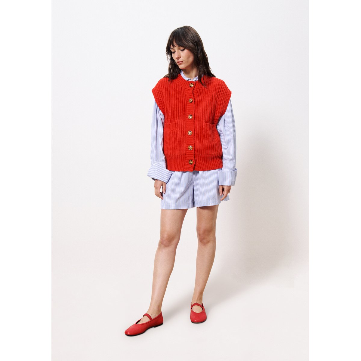 Pull en coton CARMELE rouge, FRNCH