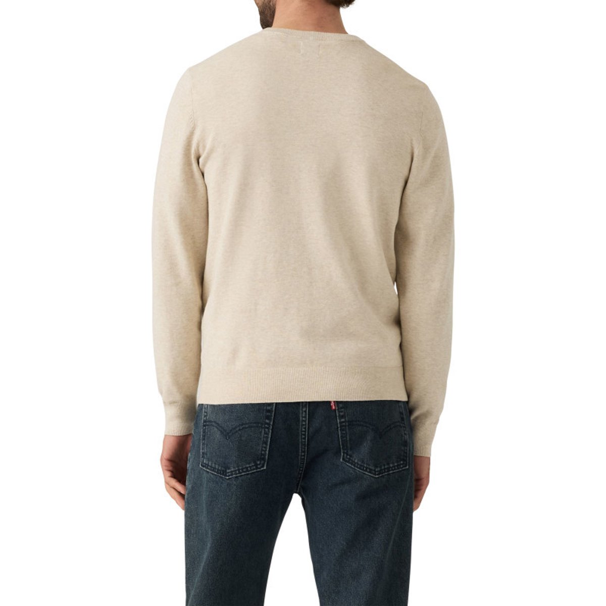 Pull en coton beige uni avec un col rond et des manches longues beige, LEVI'S