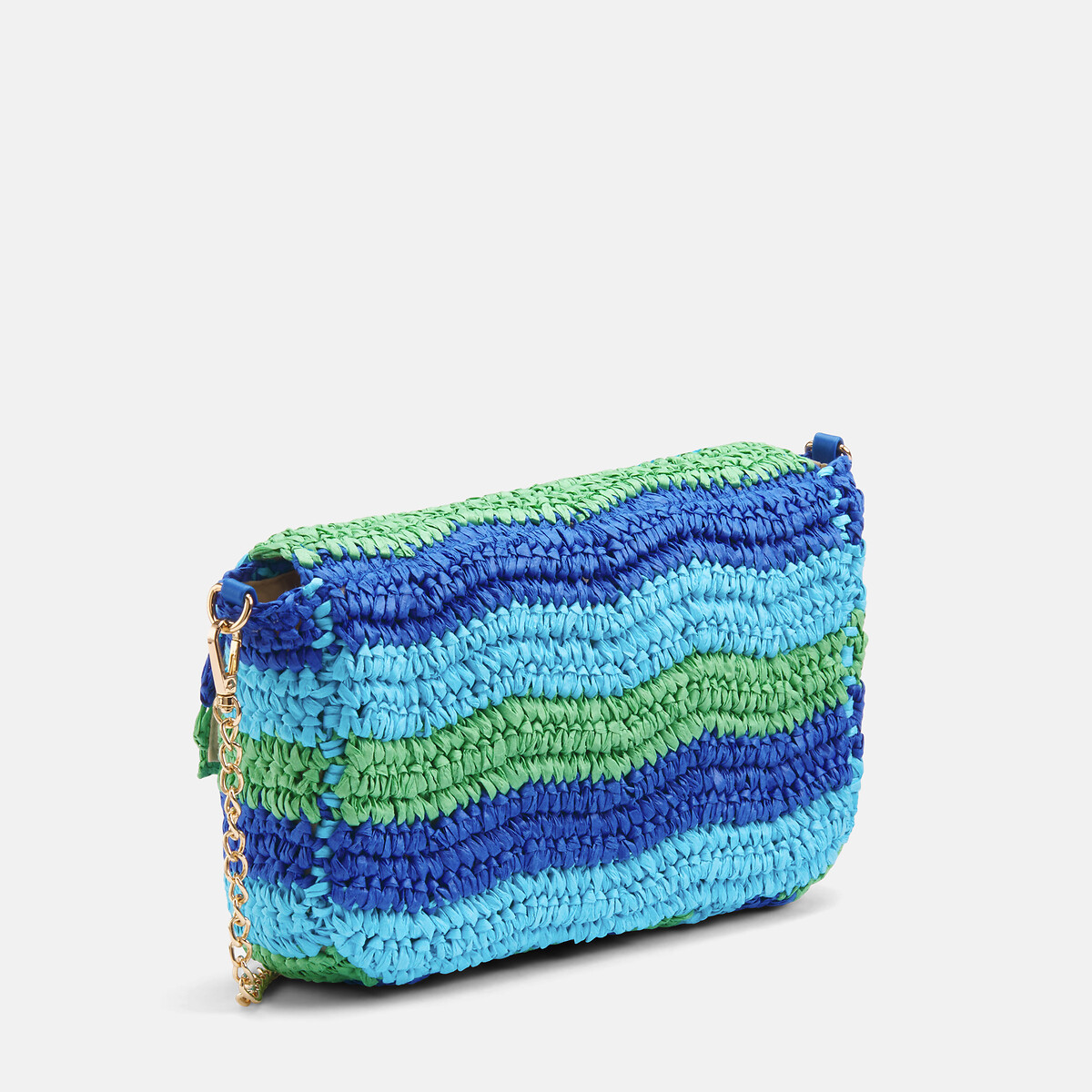Borsa a tracolla piccola in paglia, Gamna blu, PIECES