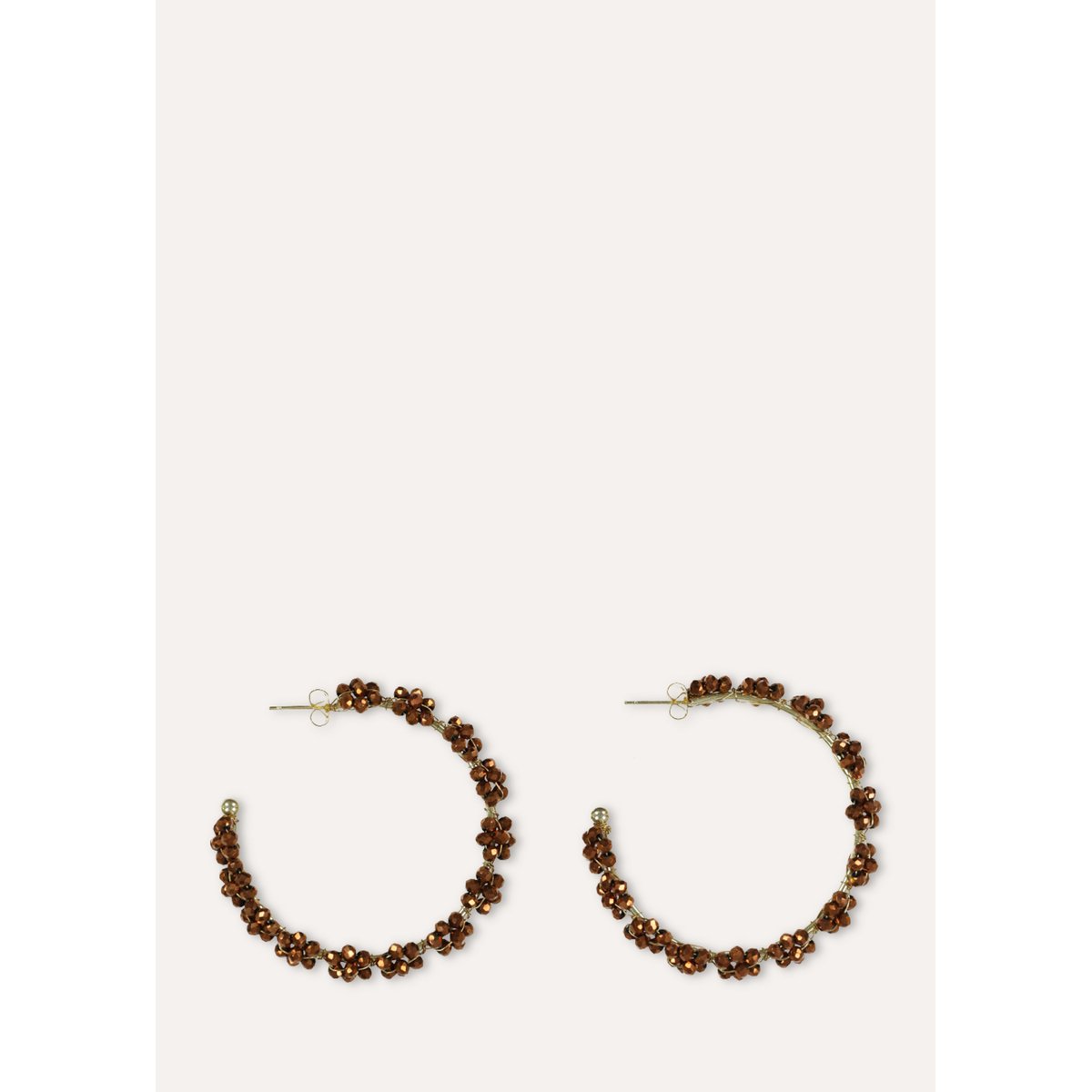 Boucles d'oreilles créoles fleurs à perles chene, LA FEE MARABOUTEE