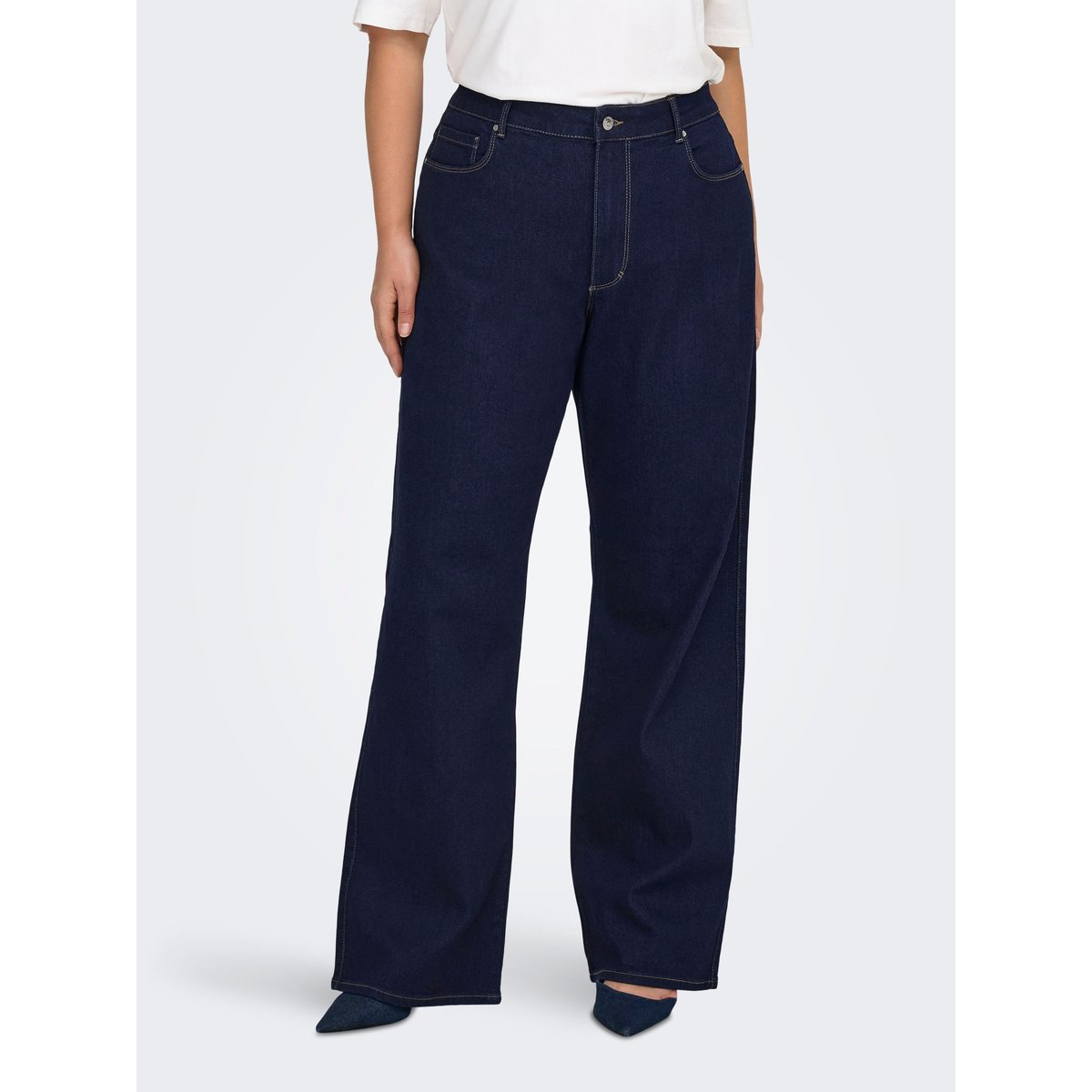Jean À Jambe Large dark blue denim, ONLY CARMAKOMA