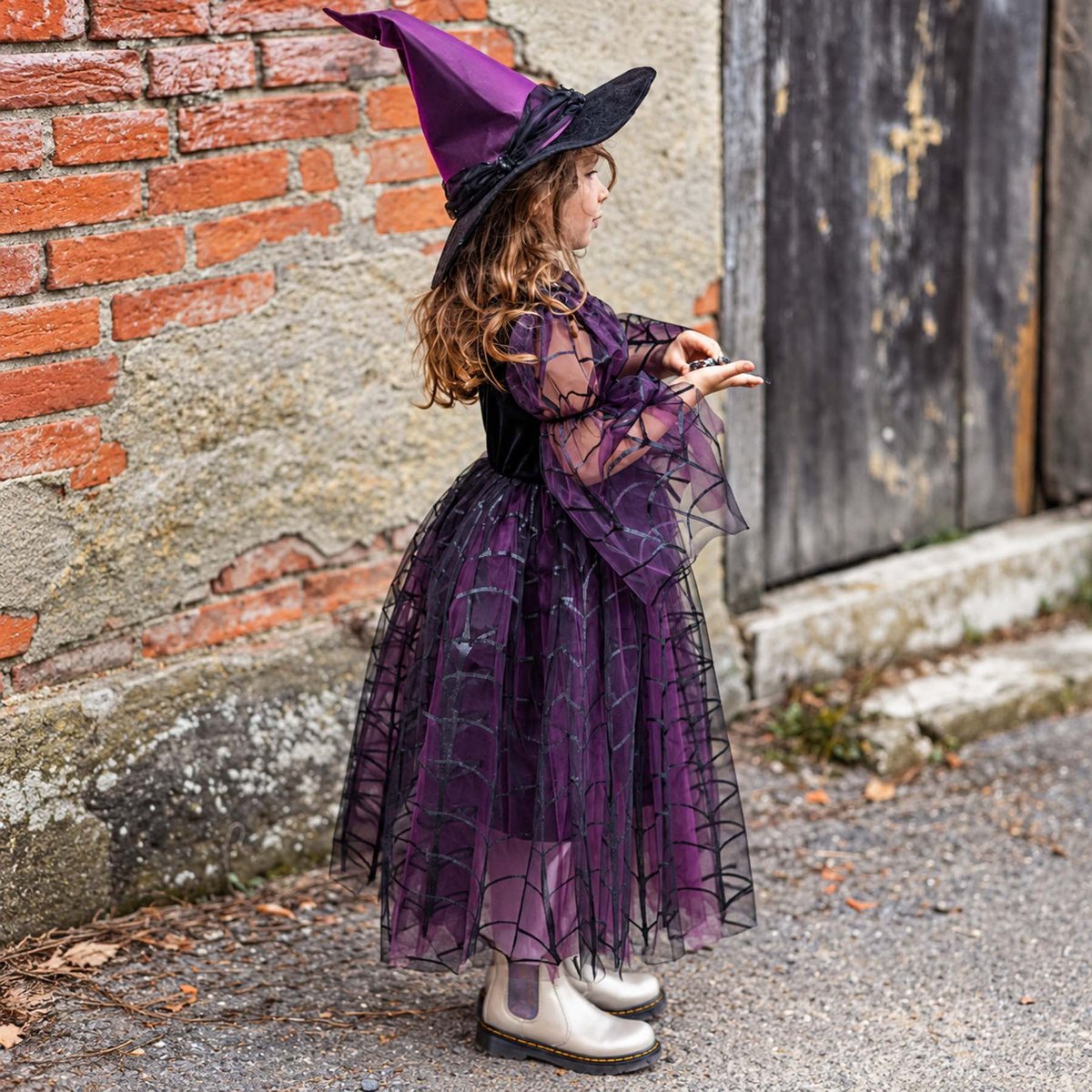 Déguisement enfant – Robe sorcière araignée violet, GREAT PRETENDERS