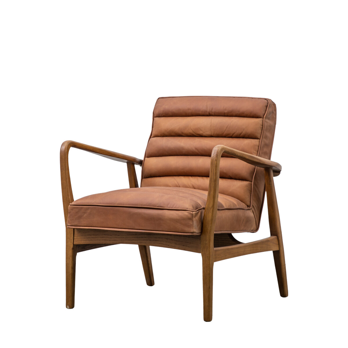 Fairfield Mid-Century Leather Armchair with Solid Wood Frame brown , ÉDITÉ