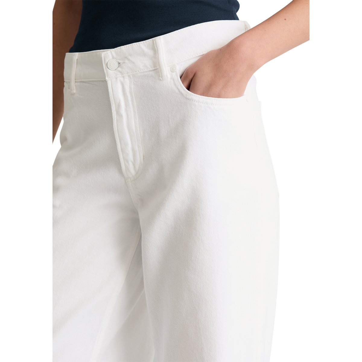 Jeans modèle Tomke large en doux mélange de coton organique et de lyocell blanc, MARC O’POLO DENIM