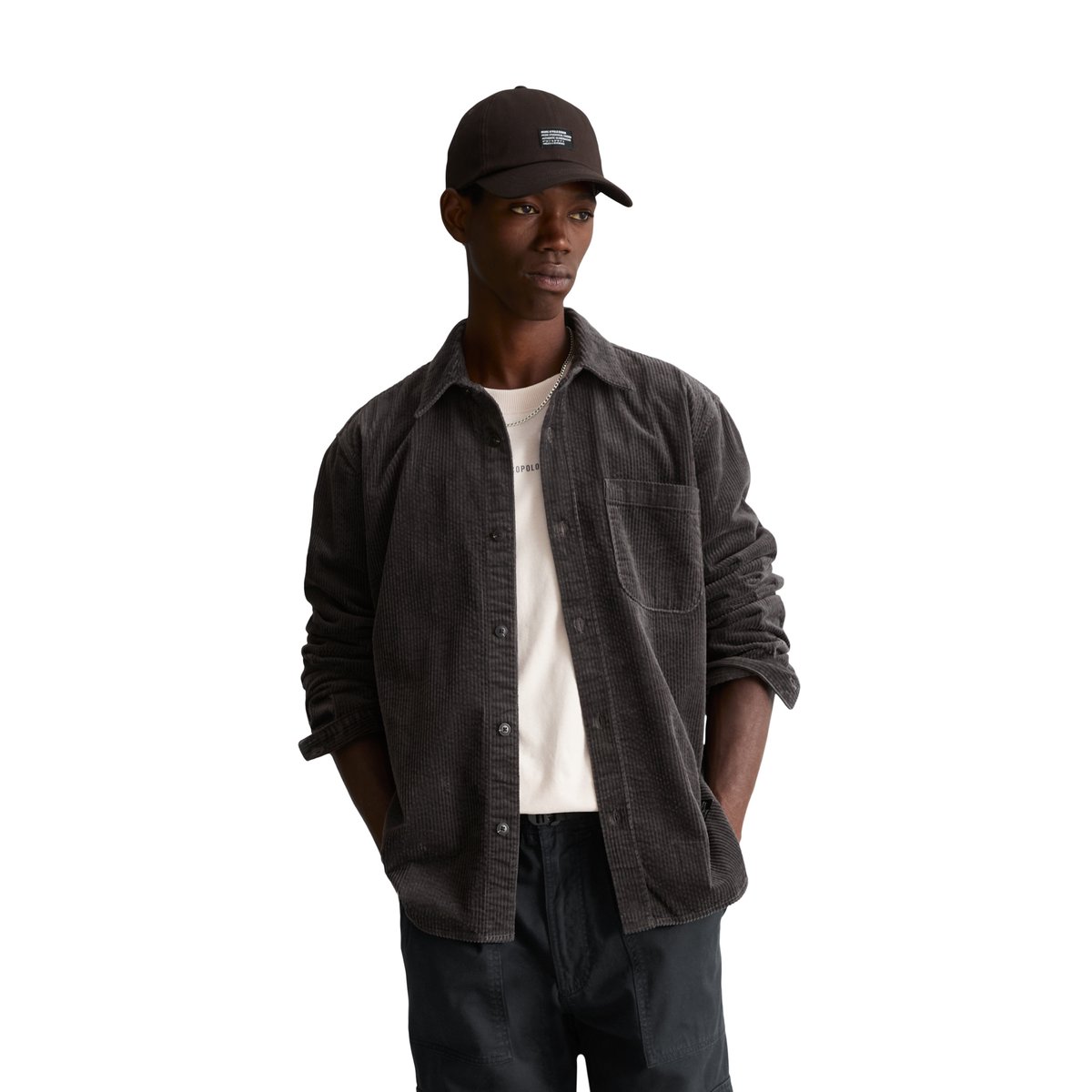 Chemise en velours côtelé, coupe classique en pur coton biologique gris, MARC O’POLO DENIM