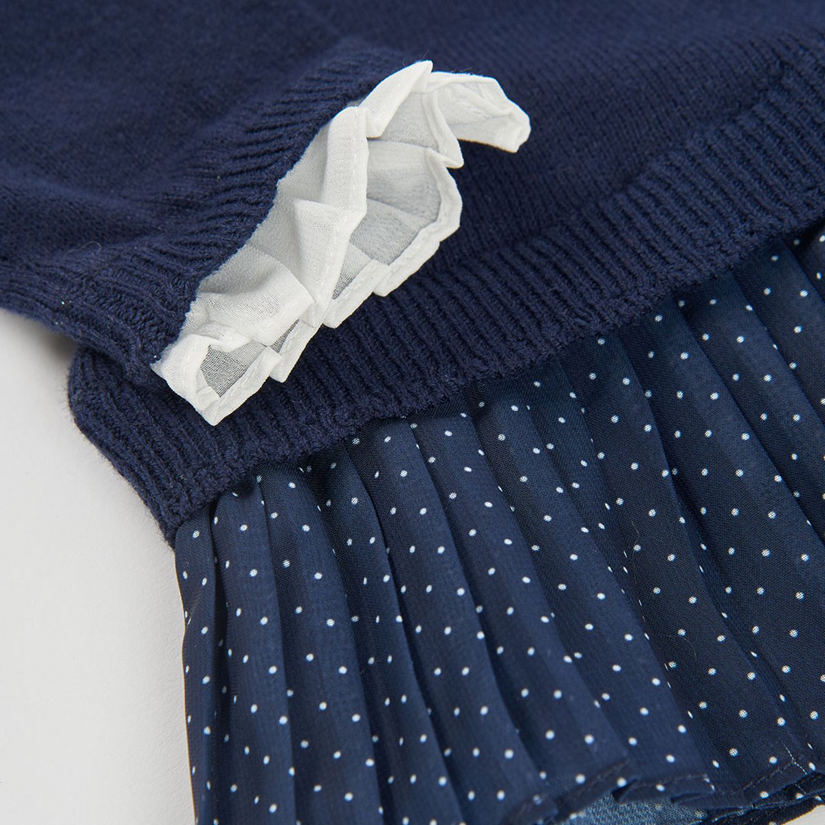 Robe fille brodée d'ourson avec béret bleu, BOBOLI