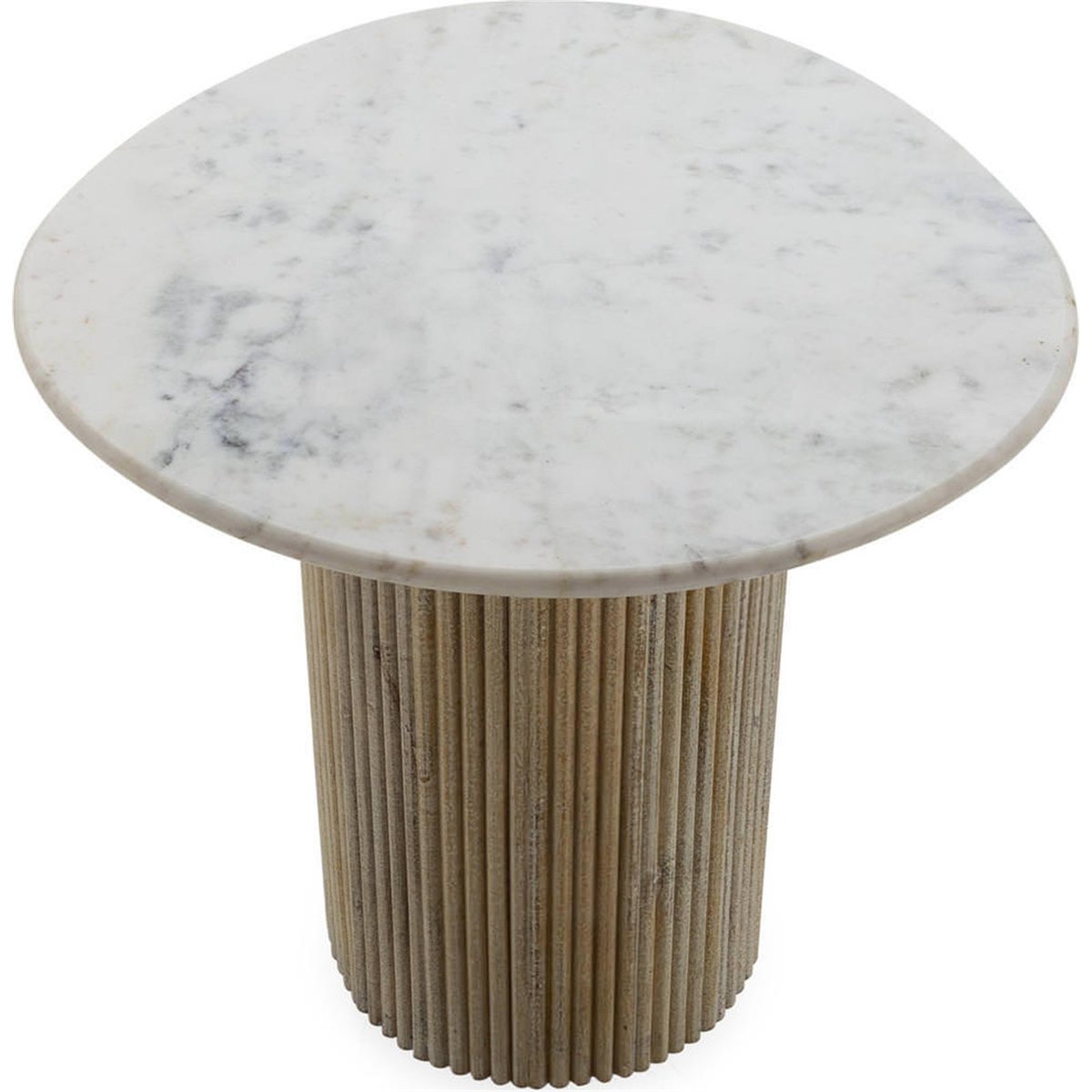Table d'appoint en marbre et manguier blanc et naturel blanc lavé, RECOLLECTION