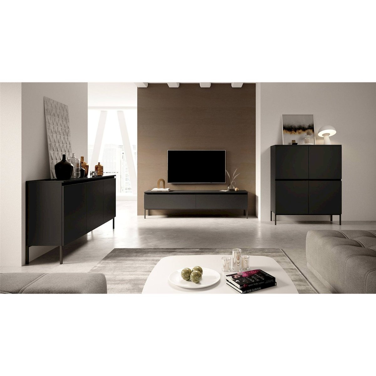 Buffet 3 portes collection BEMMI noir, RECOLLECTION