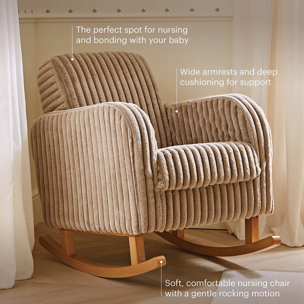 Etta Faux Fur Nursing Chair mink, CUDDLECO