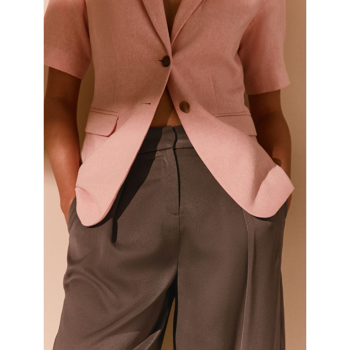 Pantalon bouffant en satin marron, NEXT