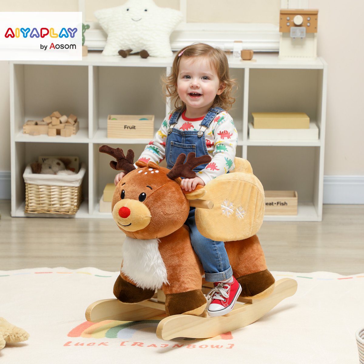 Cheval à bascule pour enfants Polyester marron, AIYAPLAY