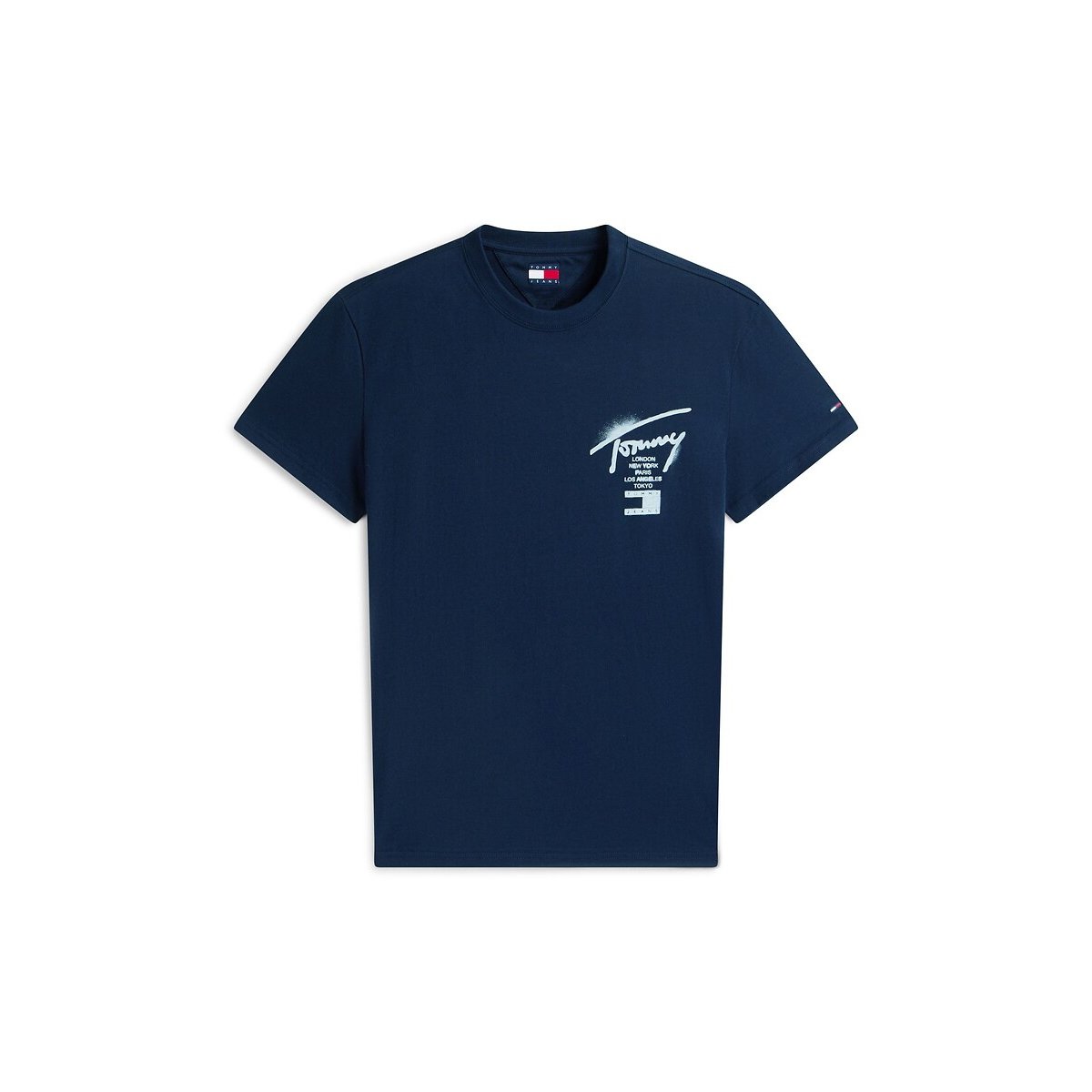 T-shirt Signature a maniche corte blu scuro, TOMMY JEANS