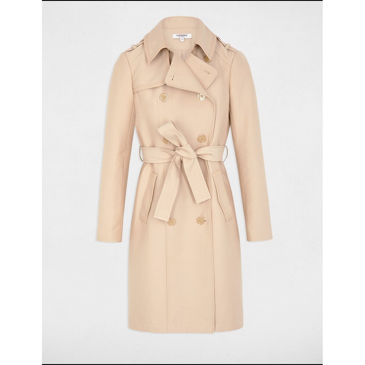 Long Belted Trench Coat beige, MORGAN