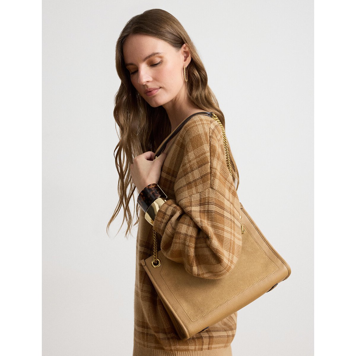 Bradley Medium Suede Handbag camel, LAUREN RALPH LAUREN