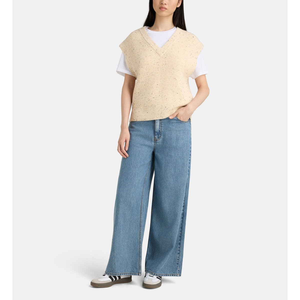 Pull sans manches fritz moucheté beige, GALERIES LAFAYETTE