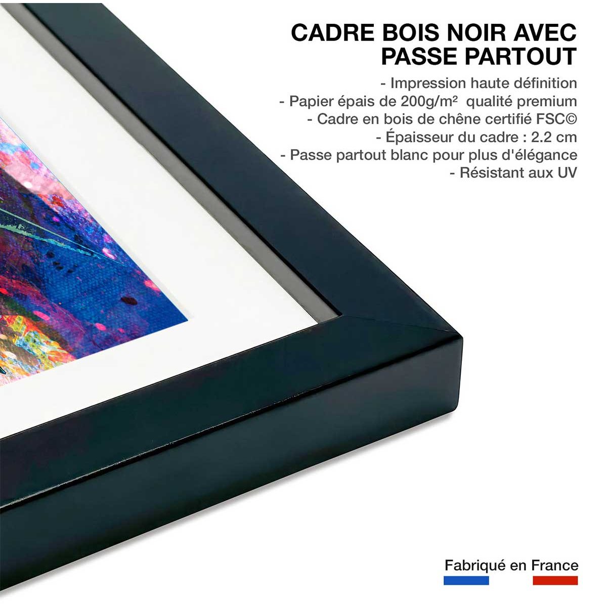 Affiche illustration graffiti statut de la liberté affiche + cadre en bois - noir, HEXOA