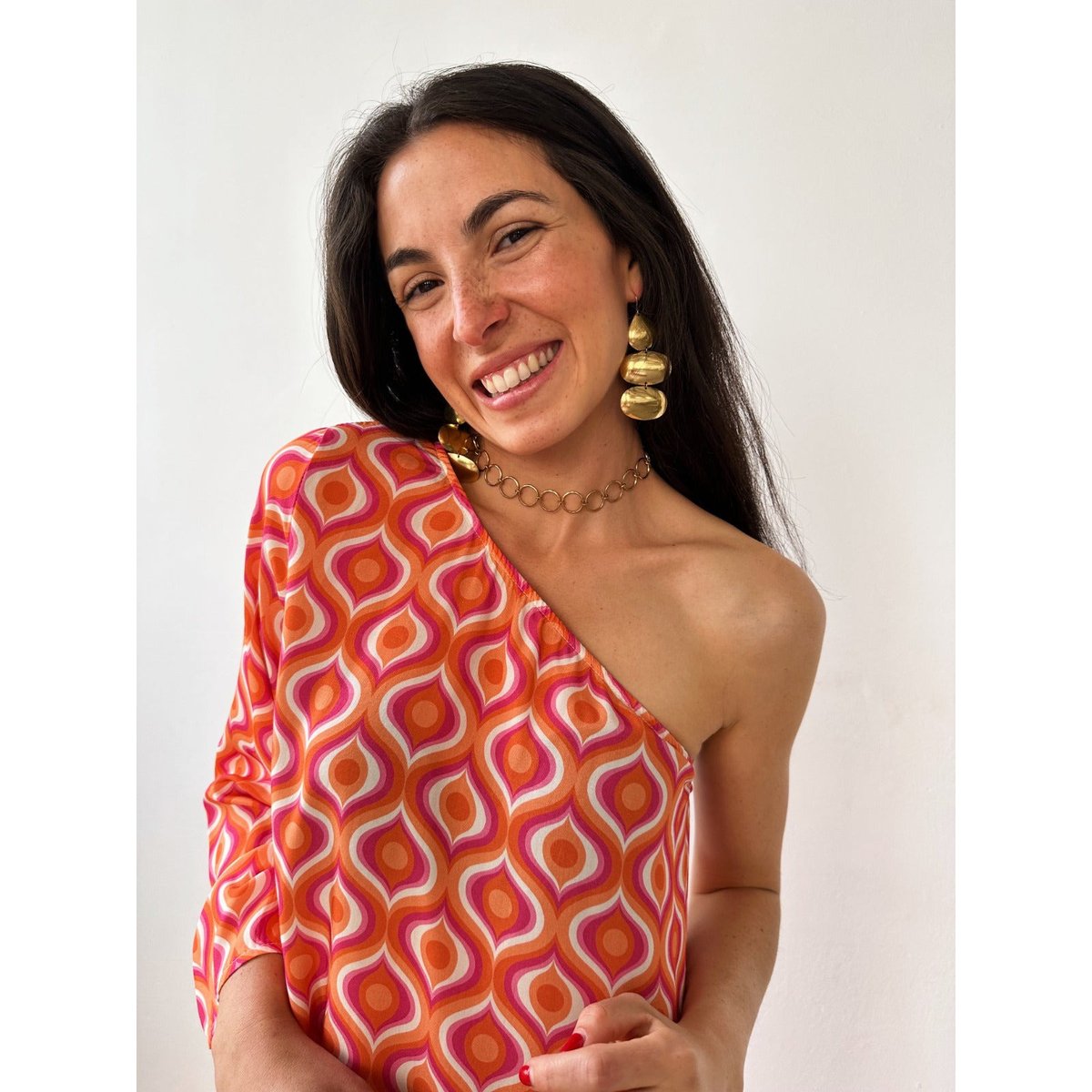 Robe midi asymétrique TINA orange, MINDTRAVELER