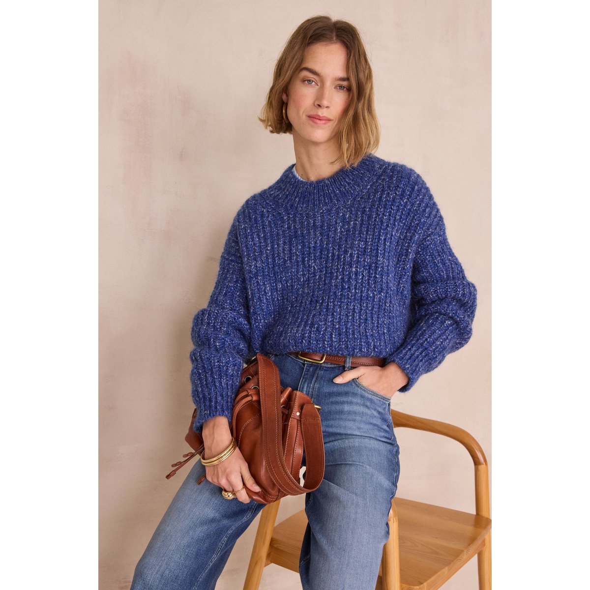 Pull mouliné PETRO bleu roi, Maison 123