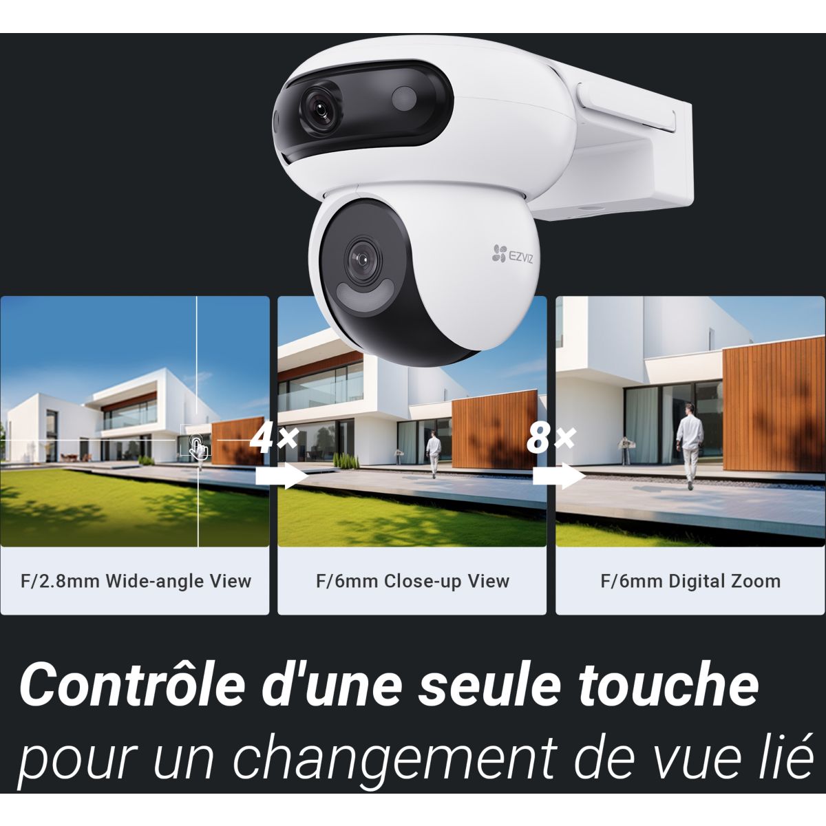 Caméra de surveillance H90 - Double optique 2K+ motorisée couleur unique, EZVIZ