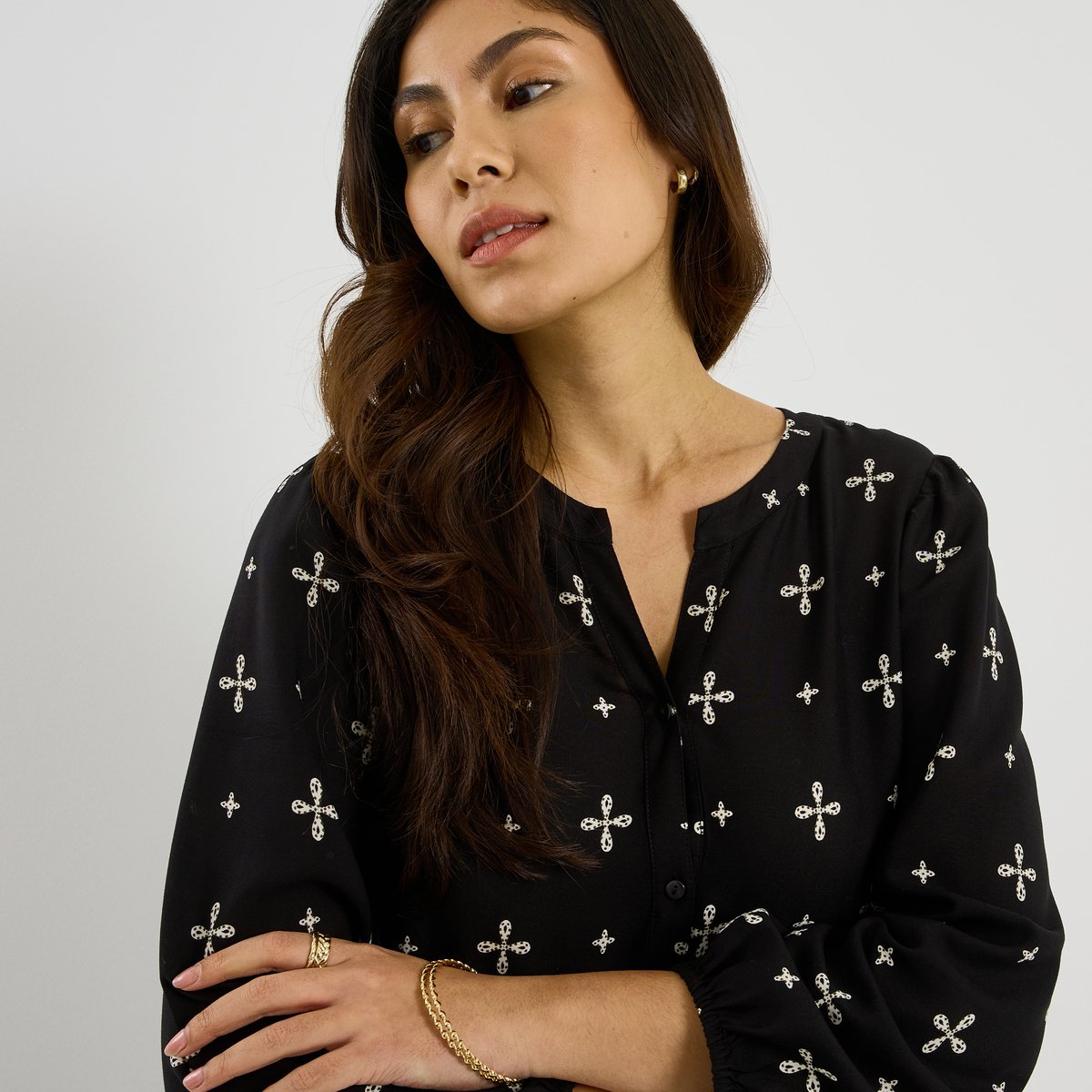 Robe longue imprimée style bohème noir, GRAIN DE MALICE