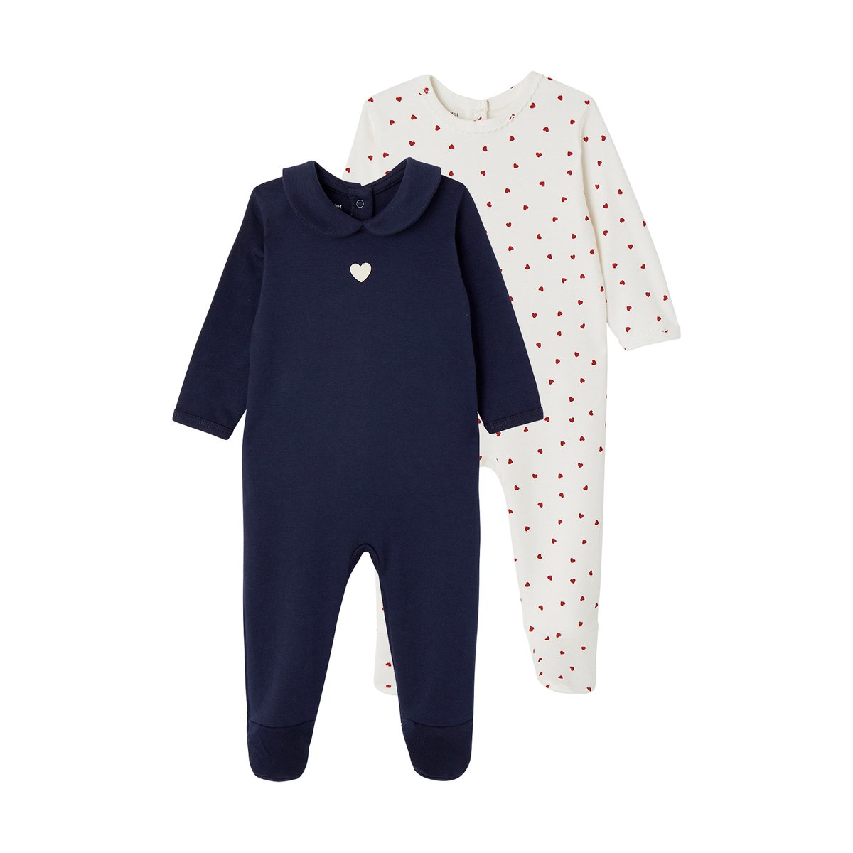 Lot de 2 dors-bien "coeurs" naissance lot marine, VERTBAUDET