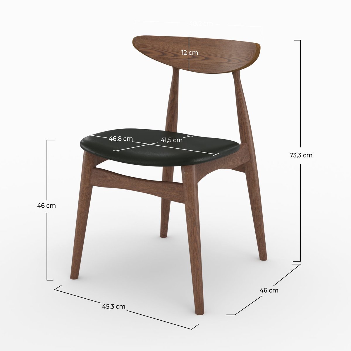 Lot de 2 chaises en cuir synthétique d'hévéa - JOSETTE noir, MAISON PAVANE