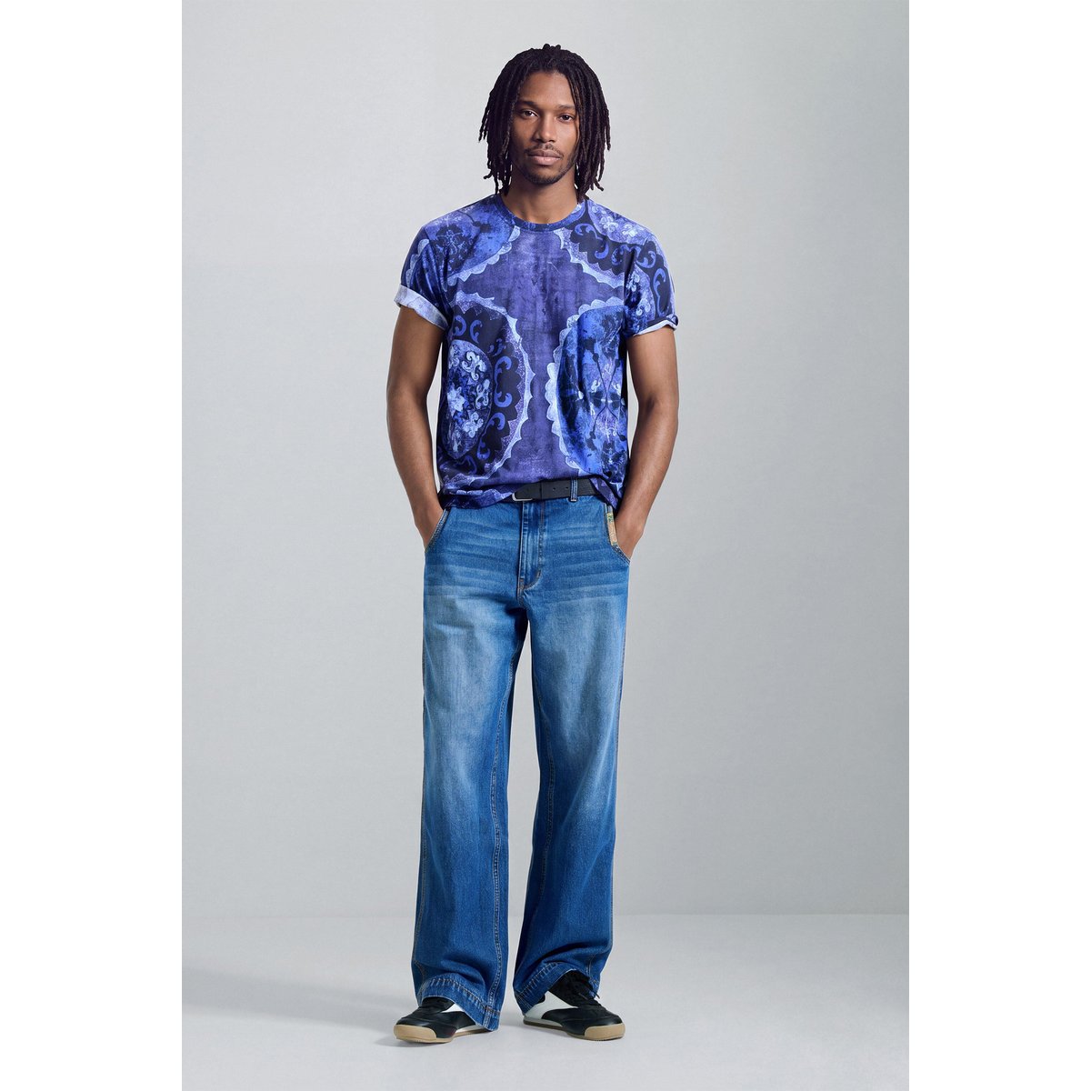 T-shirt à manches courtes imprimé bleu, DESIGUAL